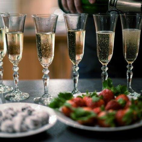 champagne glasses and strawberries for a special occasion